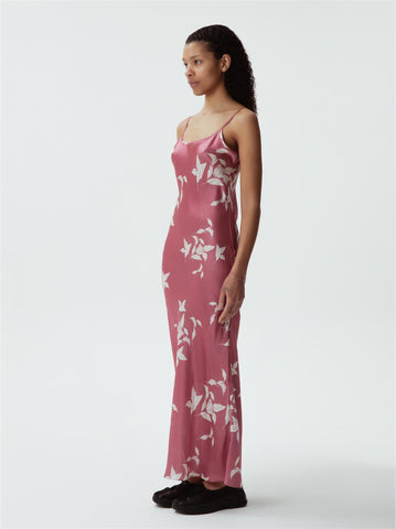 Marta Silk Dress - Pink Flower