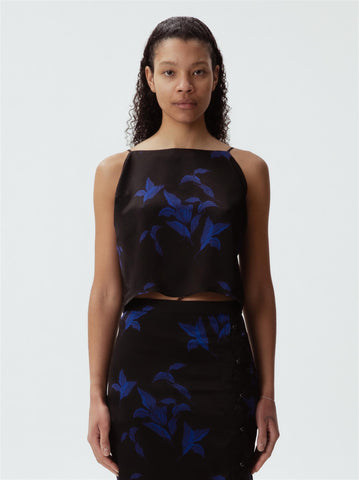 Maja Silk Top - Black Flower