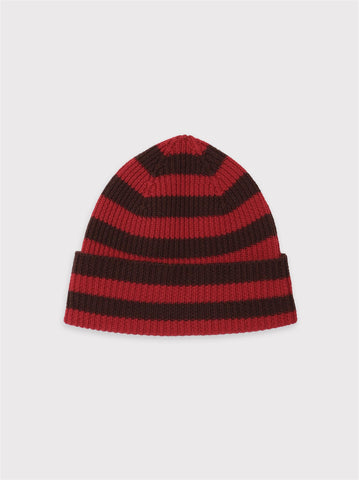Tim Beanie - Red/Brown Stripes