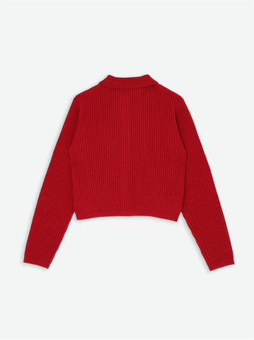 Lisha Wool Cardigan - Red