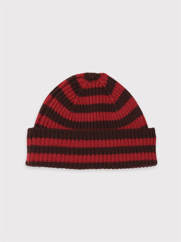 Bo Chunky Beanie - Red/Brown Stripes