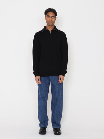 Min Merino Halfzip Sweater - Black - F5 Concept Store