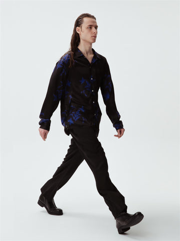 Lew Longsleeve Shirt - Black Flower Silk