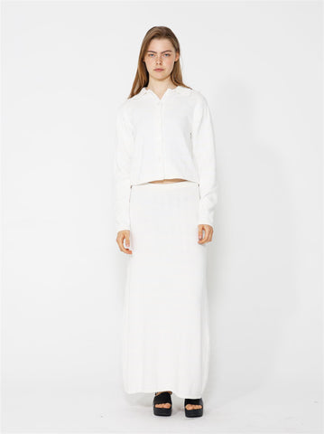 Lisha Cardigan - White/Off White Stripes