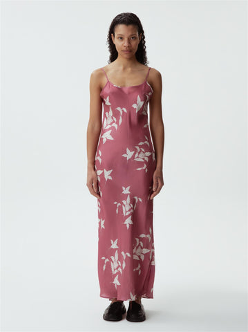 Marta Silk Dress - Pink Flower