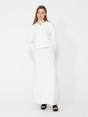 Lan Skirt - Off White/White Stripes
