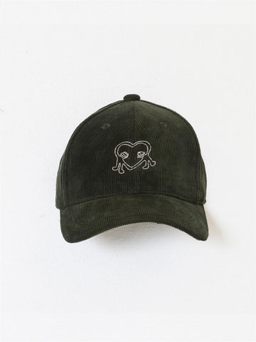 Cord Heart Caps - Green