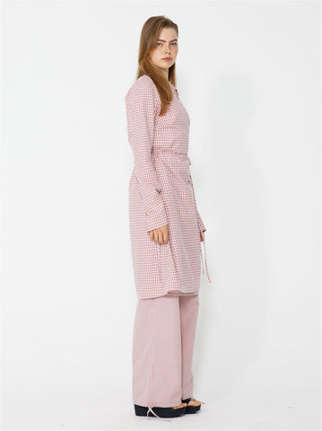 Lucja Wrap Dress - Pink/White Checks