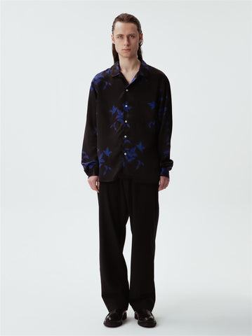 Lew Longsleeve Shirt - Black Flower Silk