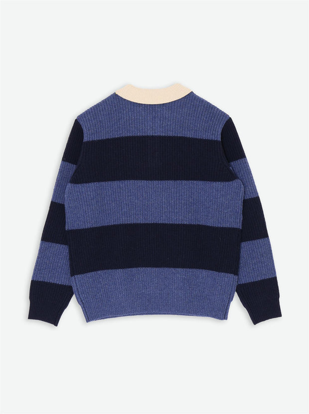 Bowen Wool Sweater - Navy Blue Stripe
