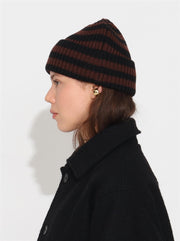 Bo Chunky Beanie - Black/Brown Stripes