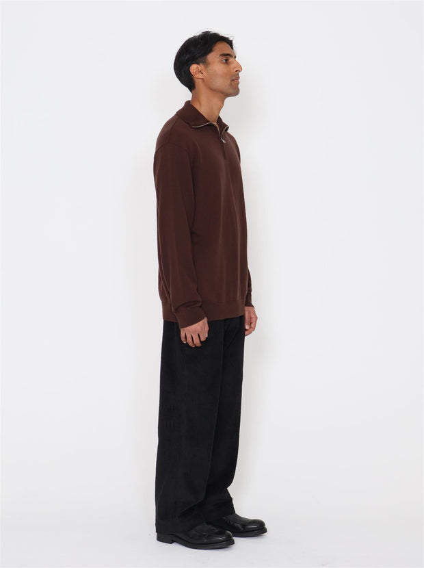Min Merino Halfzip Sweater - Brown