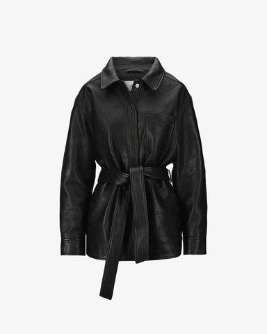 Embossed leather jacket - Black