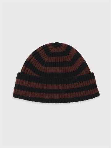 Bo Chunky Beanie - Black/Brown Stripes