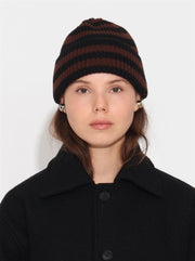 Bo Chunky Beanie - Black/Brown Stripes