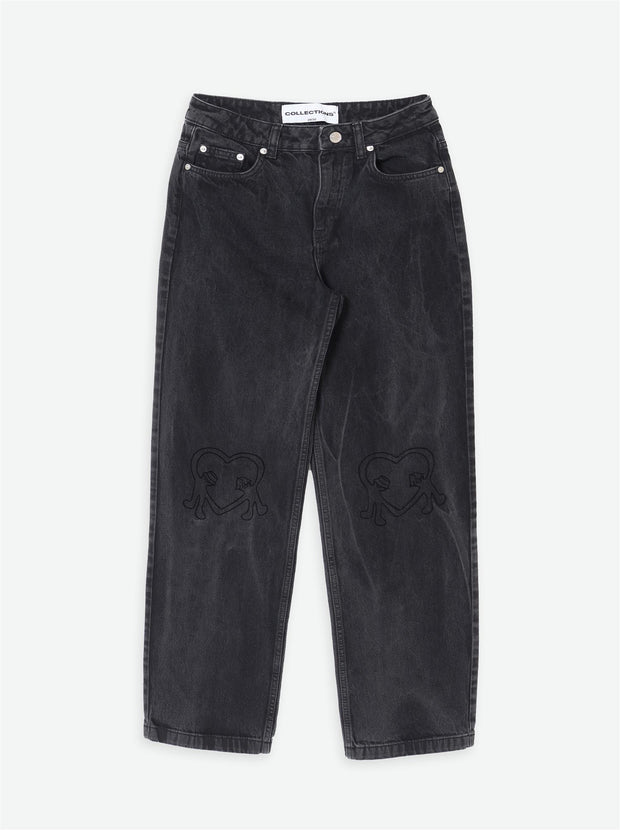 Eren Heart Jeans -  Washed Black