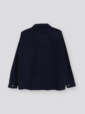Lew Longsleeve Shirt - Navy Blue Embroidery