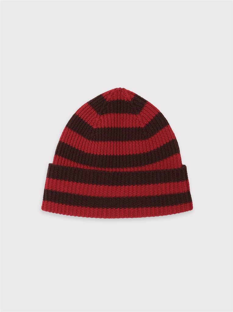 Tim Beanie - Red/Brown Stripes