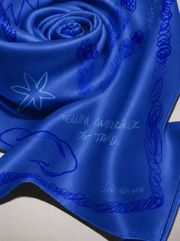 Julie Aida Art Silk Scarf - Blue