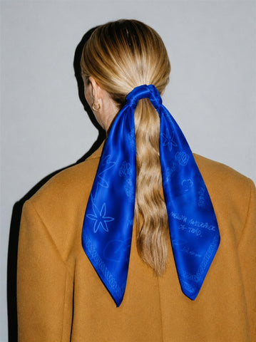 Julie Aida Art Silk Scarf - Blue