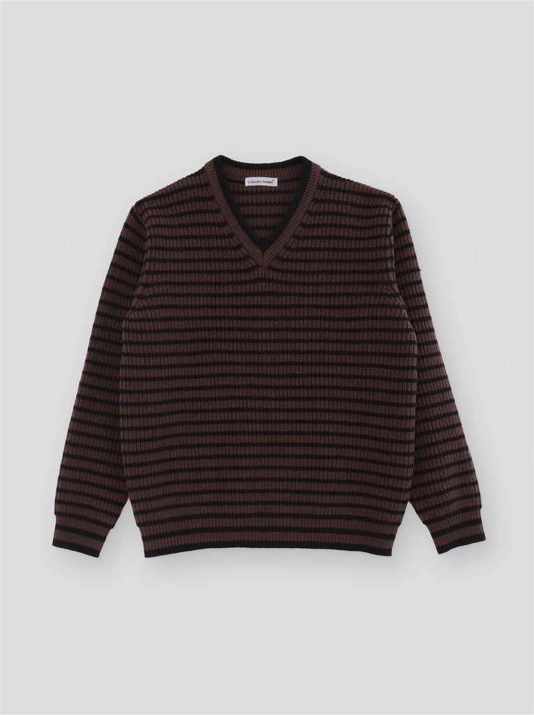 Zimo Wool Sweater - Brown/Black Stripes