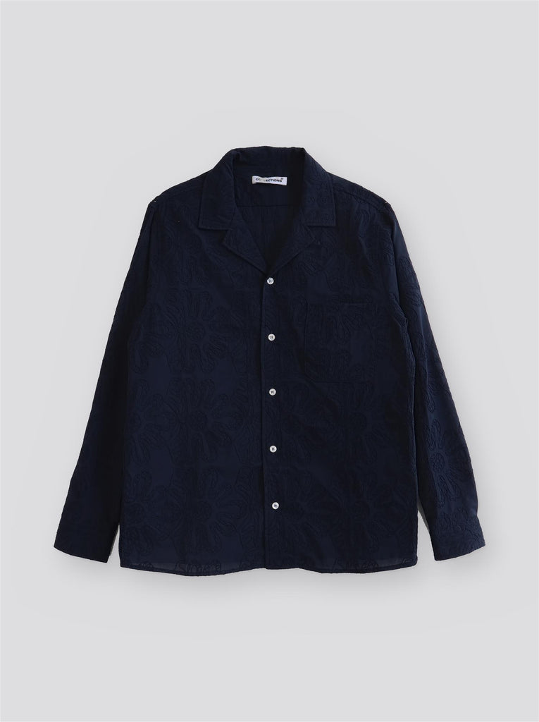 Lew Longsleeve Shirt - Navy Blue Embroidery