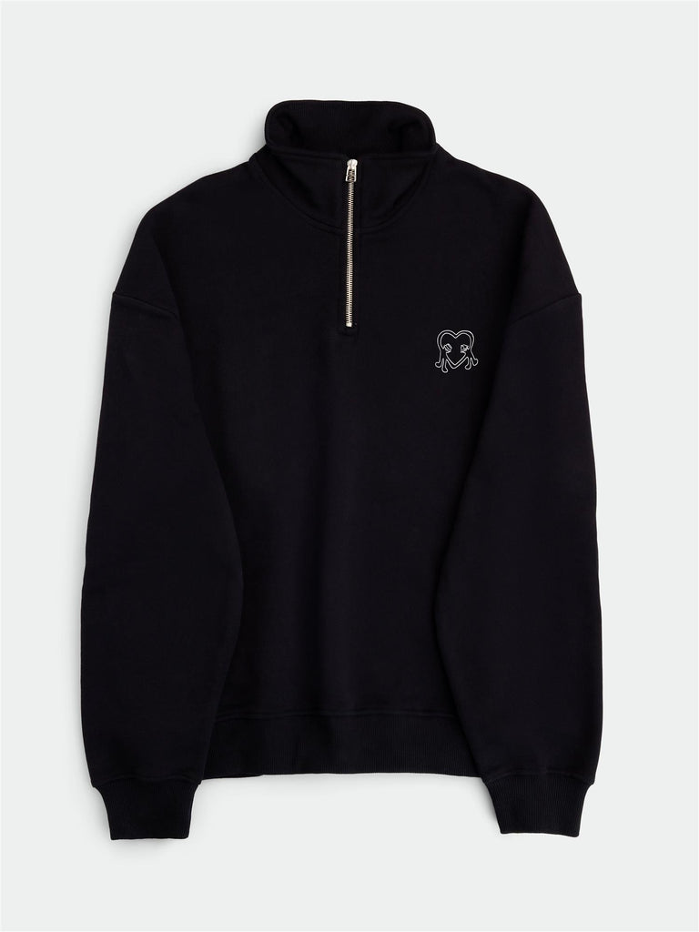 Heart Half Zip - Black