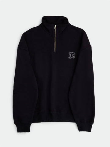 Heart Half Zip - Black