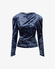 Shine Top Velour - Ashy blue