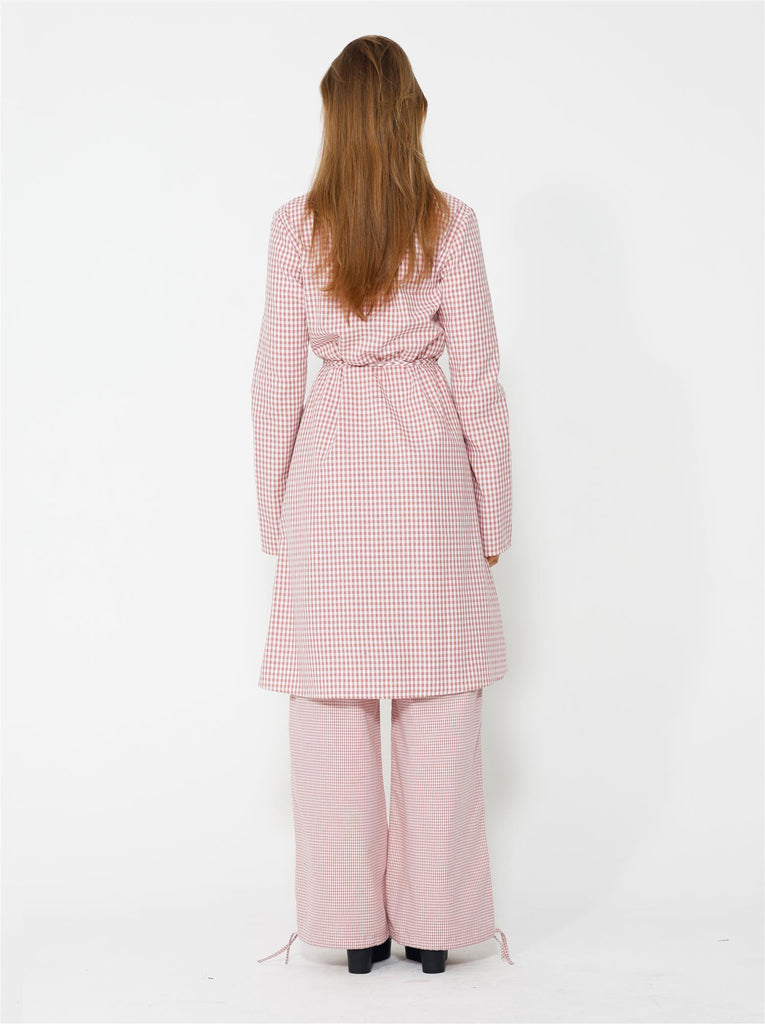 Lucja Wrap Dress - Pink/White Checks