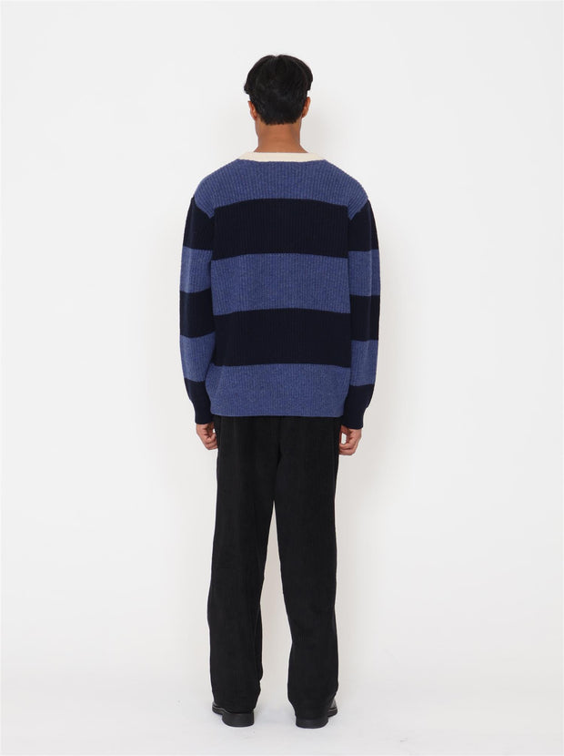Zimo Wool Sweater - Navy Blue Stripes