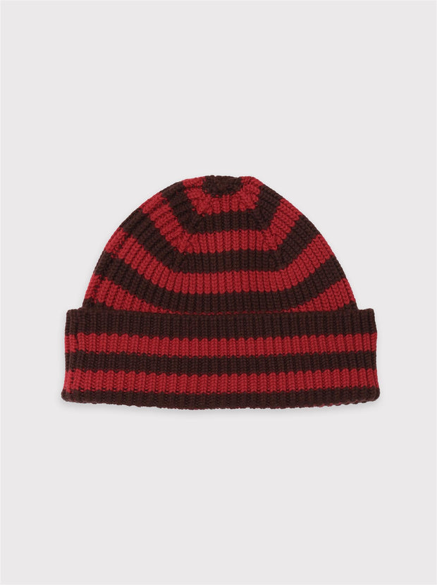 Bo Chunky Beanie - Red/Brown Stripes