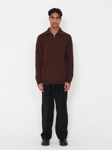 Min Merino Halfzip Sweater - Brown