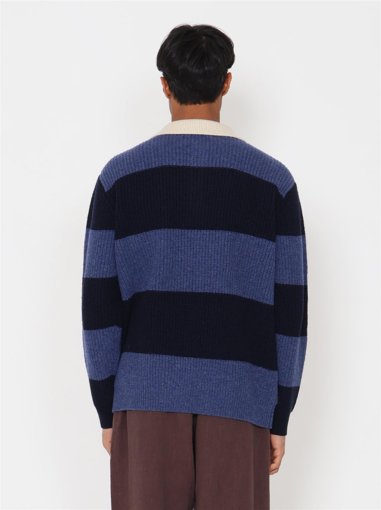 Bowen Wool Sweater - Navy Blue Stripe
