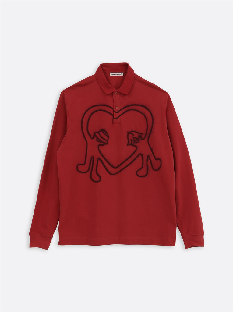 Heart Pique Sweater - Dark Red