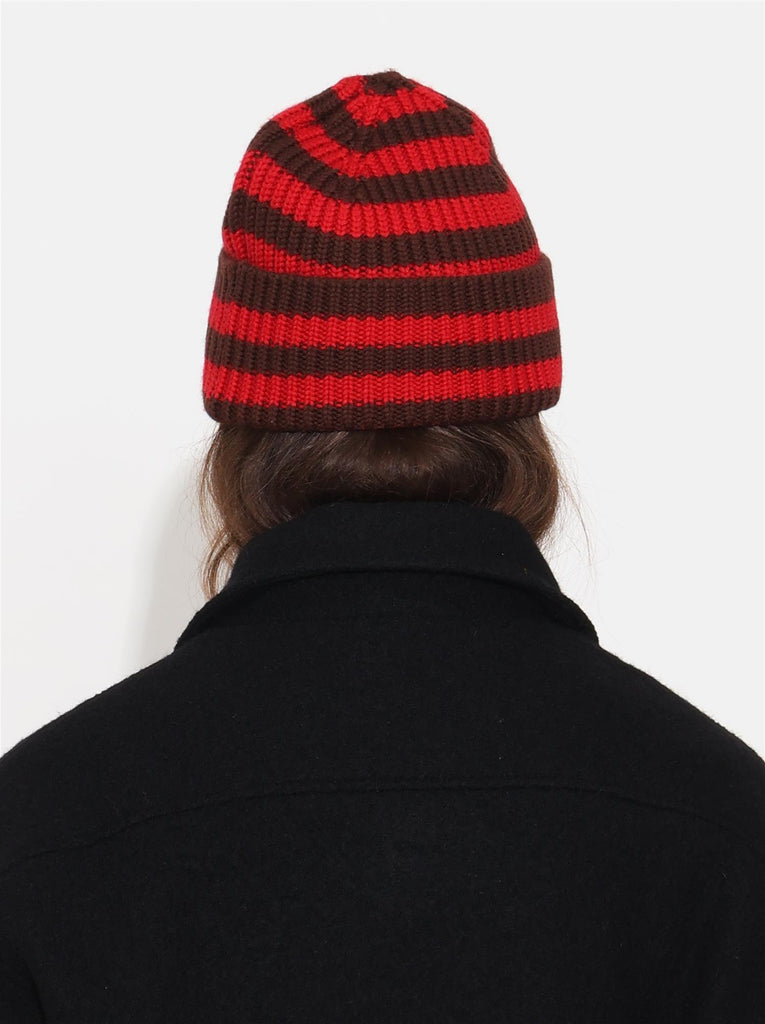 Bo Chunky Beanie - Red/Brown Stripes