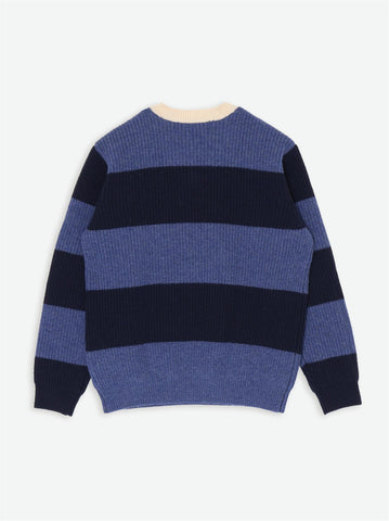 Zimo Wool Sweater - Navy Blue Stripes