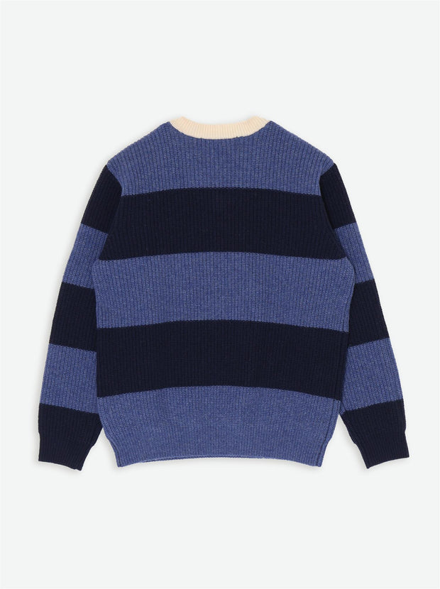 Zimo Wool Sweater - Navy Blue Stripes