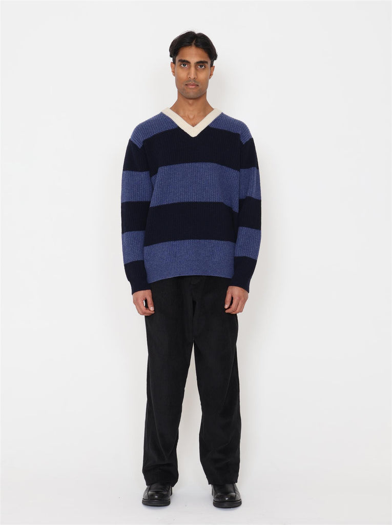 Zimo Wool Sweater - Navy Blue Stripes
