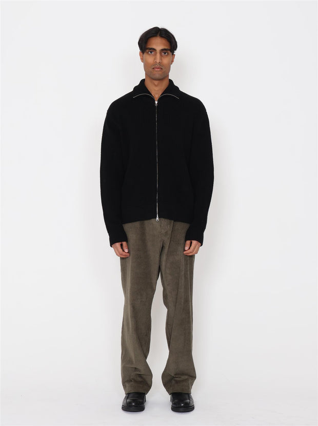 Lian Merino Full Zip Sweater - Black