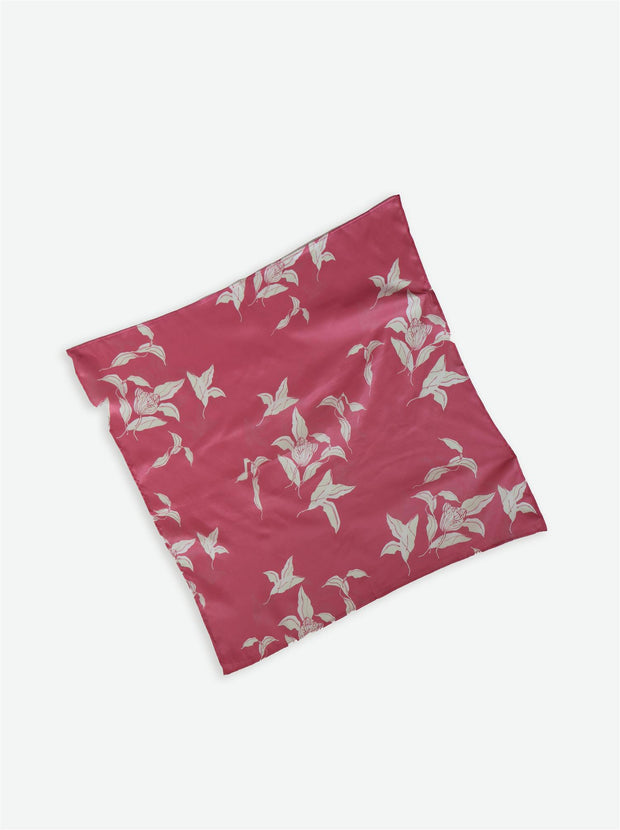 Flower Silk Scarf - Pink/Off White