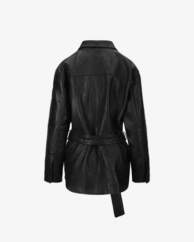 Embossed leather jacket - Black