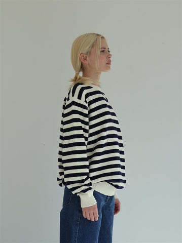 Taio Sweater - Navy/Off White