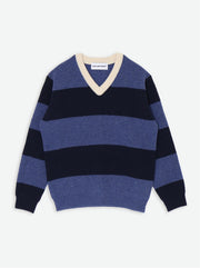 Zimo Wool Sweater - Navy Blue Stripes