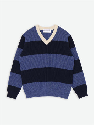 Zimo Wool Sweater - Navy Blue Stripes