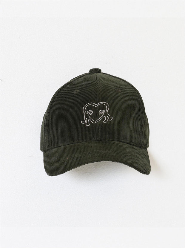 Cord Heart Caps - Green