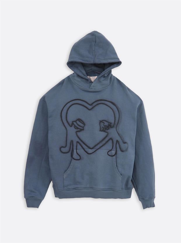 Heart Hoodie - Washed Blue