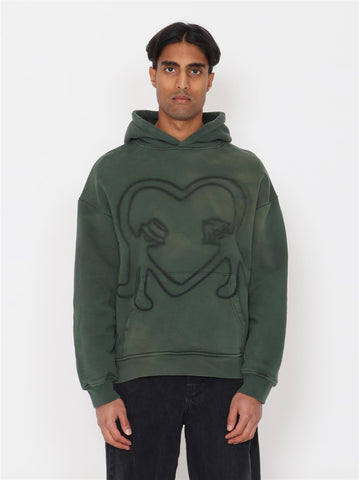 Heart Hoodie - Washed Green