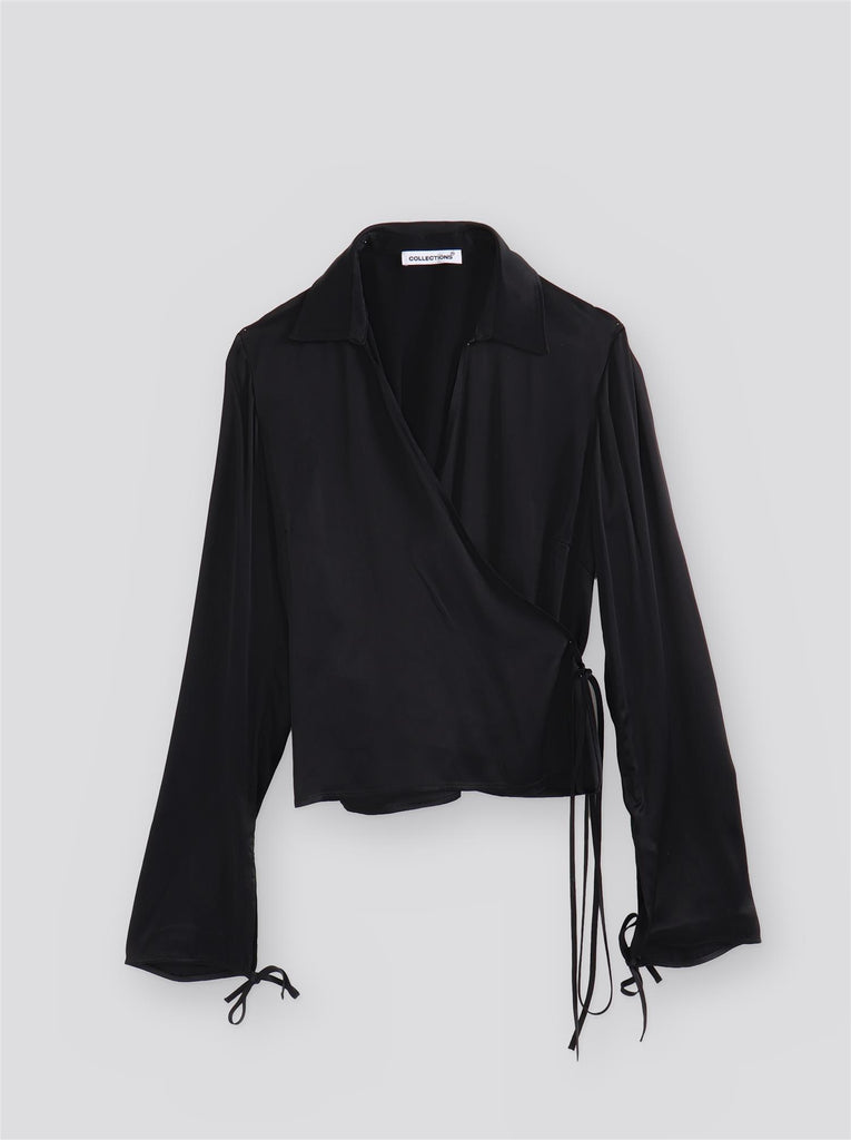 Lucja Wrap Top - Black