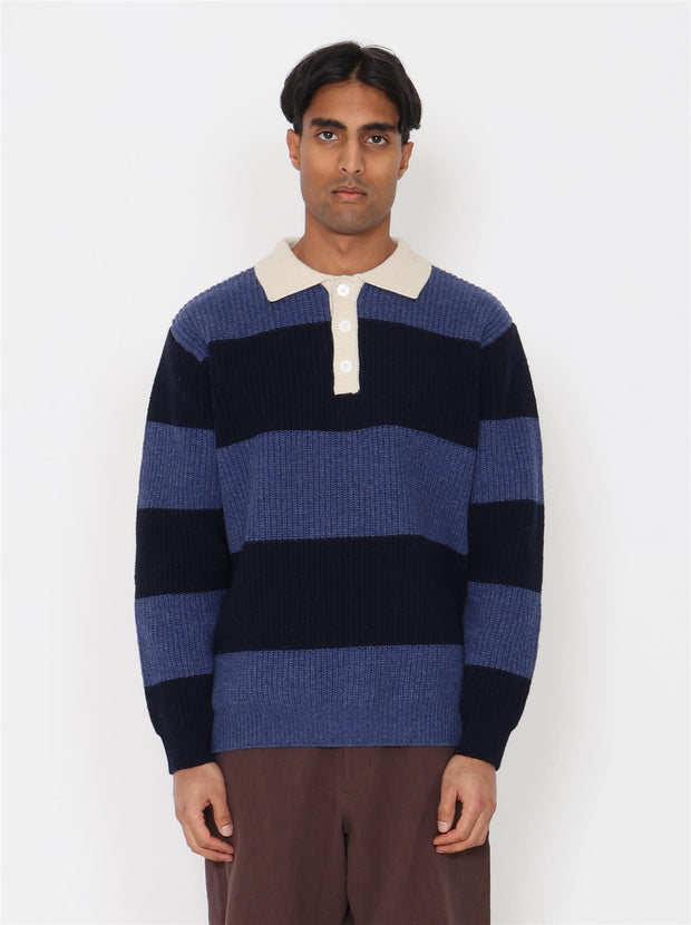 Bowen Wool Sweater - Navy Blue Stripe